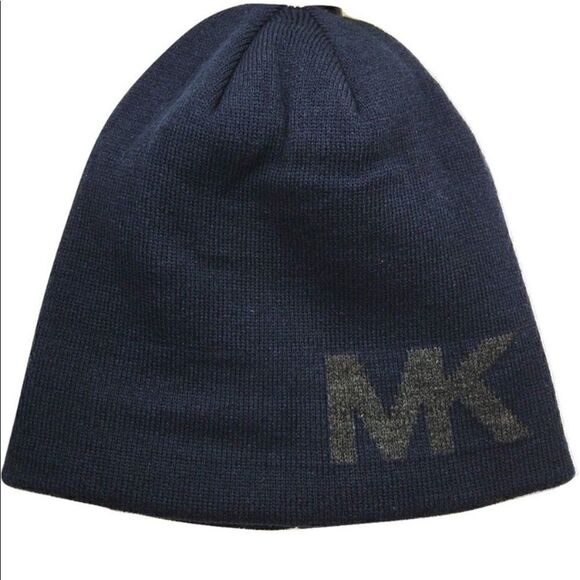 Michael Kors Navy and Gray Logo Beanie - Picture 3 of 3